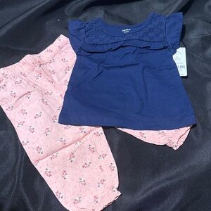 Carter's Navy and Pink Floral Pajama Set